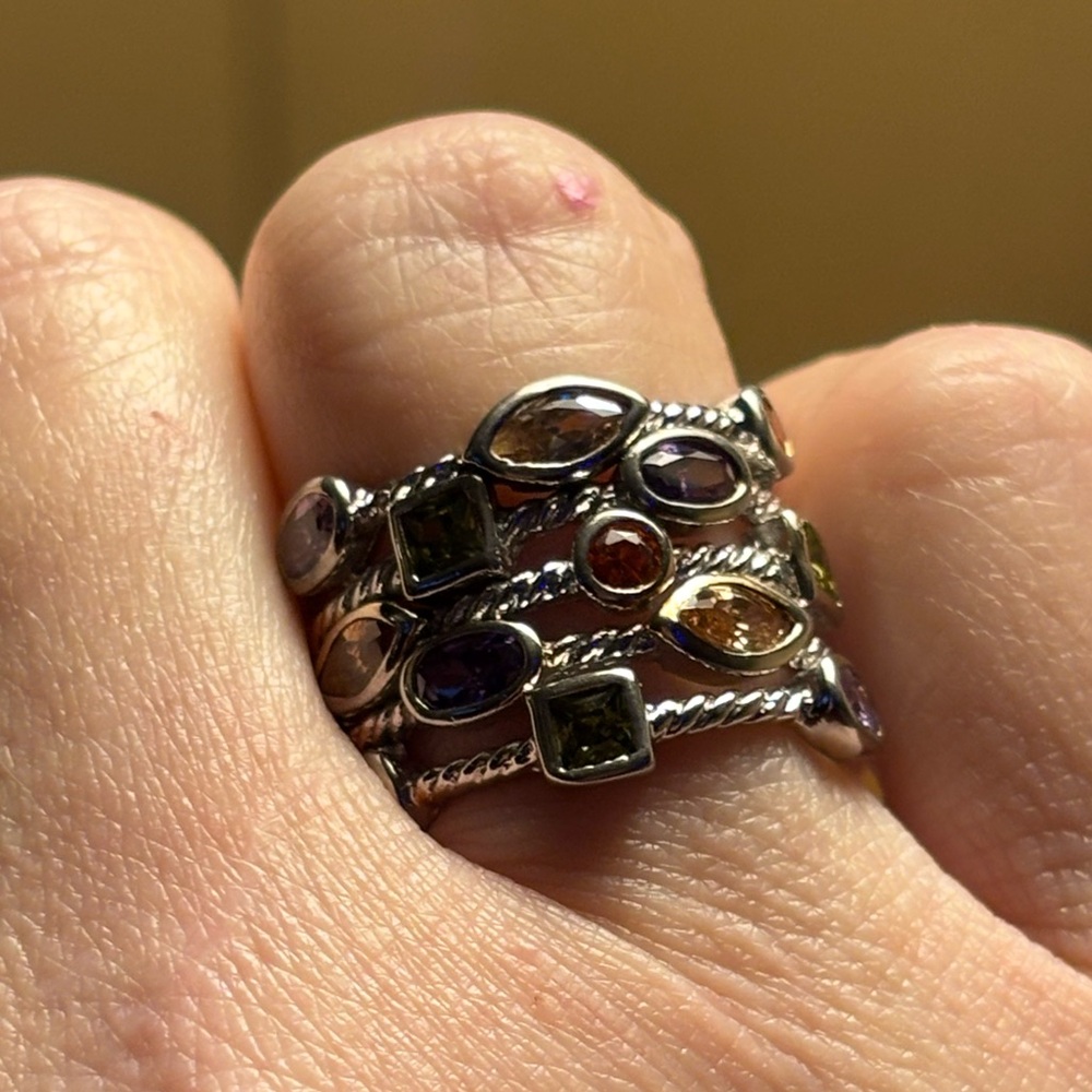 Multi-Stack Sterling Silver Gemstone Ring - Nfs - image 2